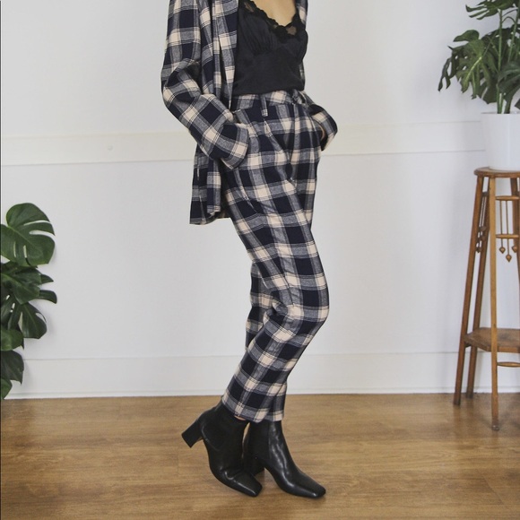 Rolla’s Horizon Check Pant - Navy/Cream - Picture 1 of 8